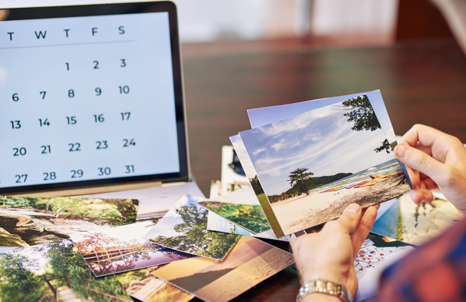 Kalender met vakantiefoto's